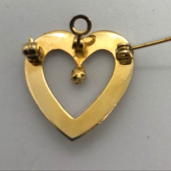 Accessocraft Gold Heart Rhinestone Pendant Brooch - Picture 9 of 11